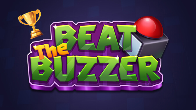 A big red buzzer sits ready to be pressed in the fast-paced true-or-false quiz game for Alexa, 'Beat the Buzzer'.