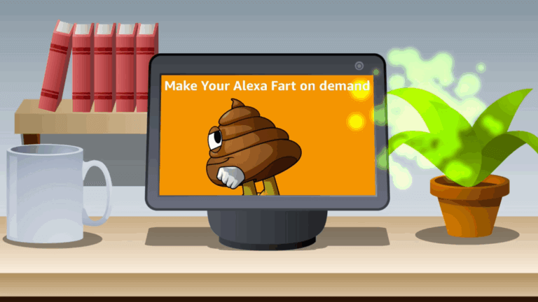 animation of my farts on ipad, farting out green gas as part of demonstration video on how to use alexa games and skills