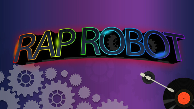rap-robot-interactive-music-skill.jpg Alt Text: A cool robot with a gold chain and a microphone, representing the 'Rap Robot' interactive music skill for Alexa.