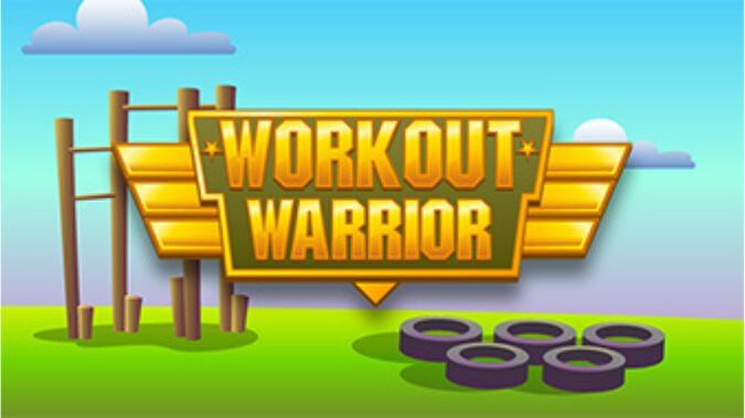A cartoon drill sergeant shouts a funny command in the hilarious interactive voice game, 'Workout Warrior'.